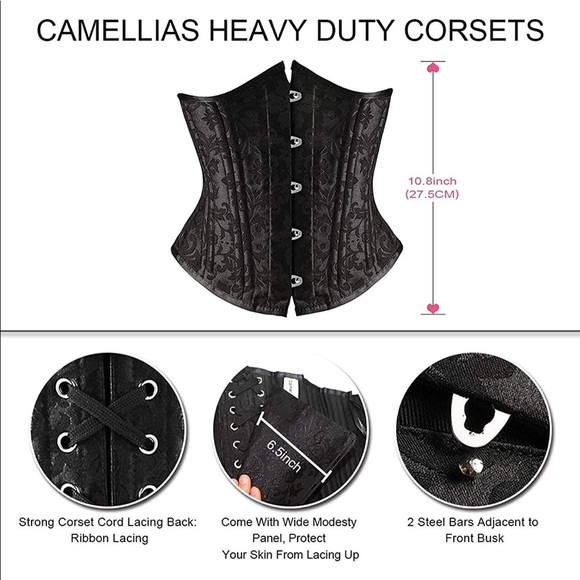 Camellias Women Waist Training Corsets Underbust Heavy Duty XXS Steel Boned - Picture 3 of 8